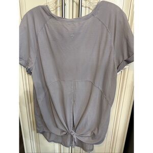 Lululemon Women's Open Up Tie Back Cuffed Short Sleeve Athletic Top Purple Large